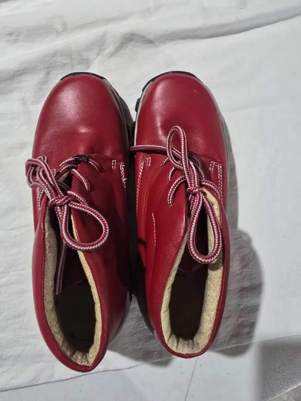 RARE VINTAGE Buffalino Lady B-Boots Red Leather Hiking Boots Size 9.5 GUC